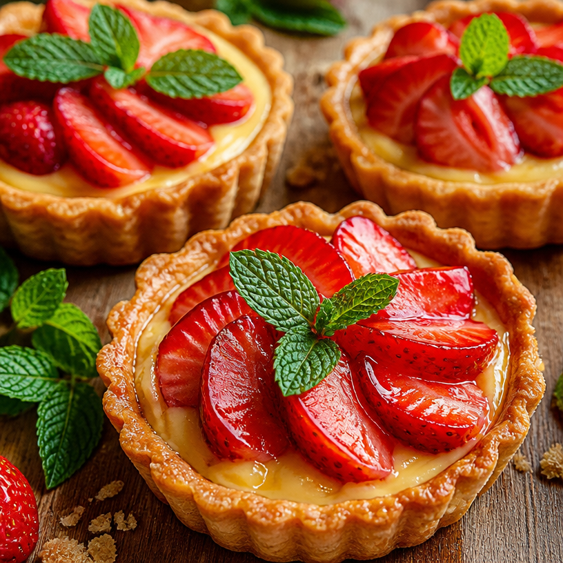 Strawberry Honey Custard Tarts