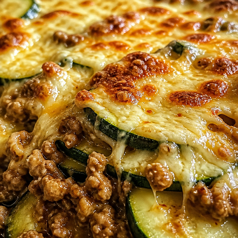 Cheesy Ground Turkey Zucchini Casserole