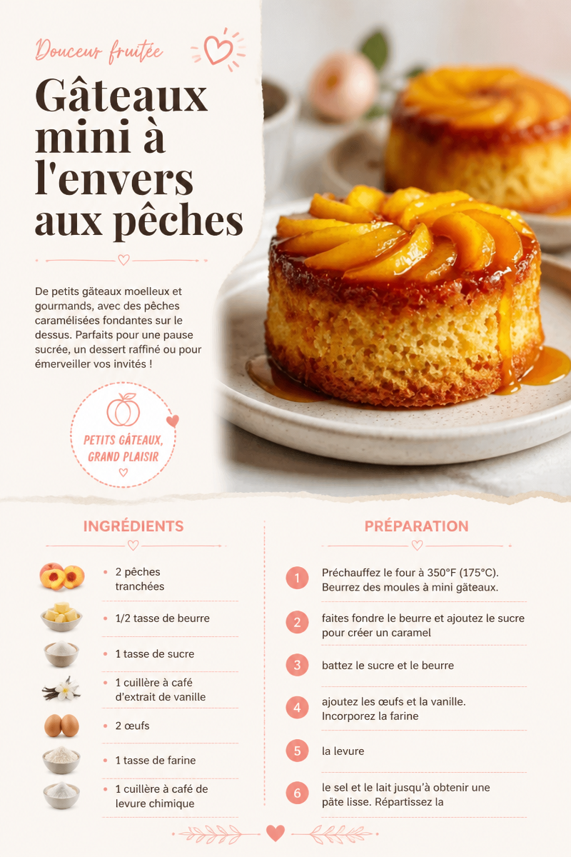 Mini upside-down peach cakes
