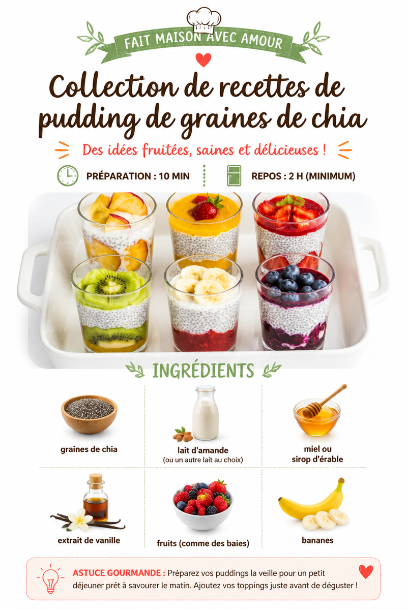 Collection de recettes de pudding de graines de chia