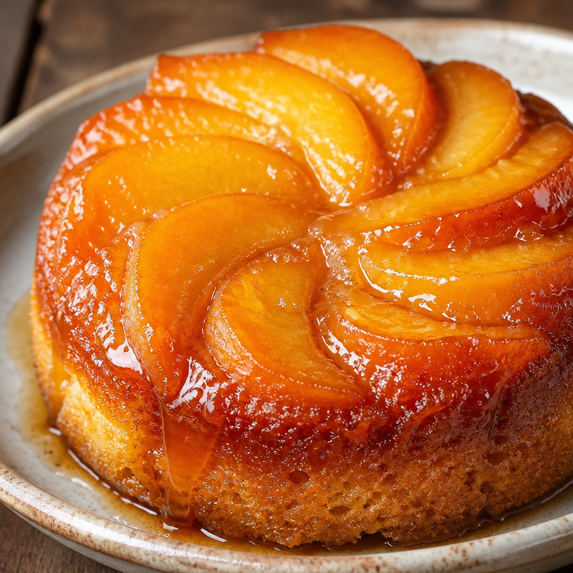 Mini upside-down peach cakes