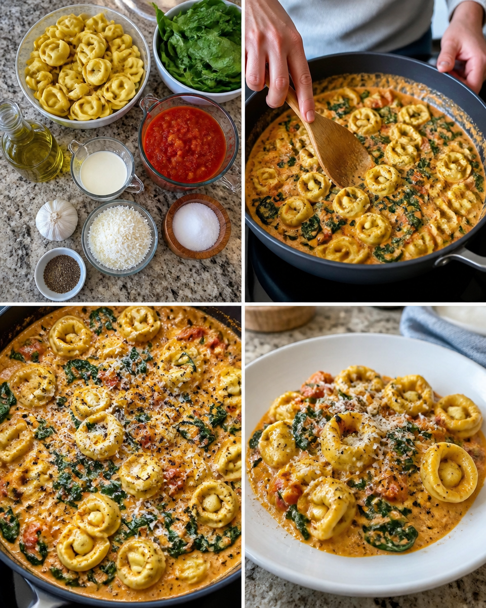 Creamy Spinach Tomato Tortellini