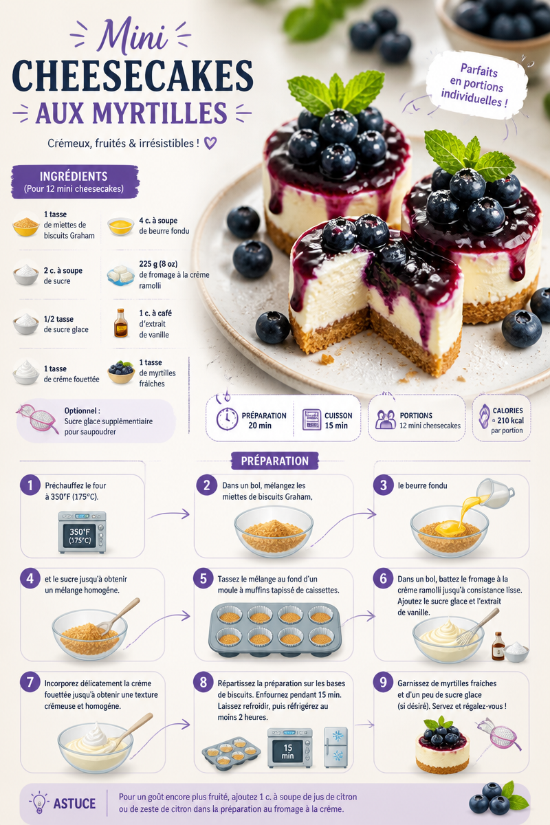 Mini cheesecakes aux myrtilles