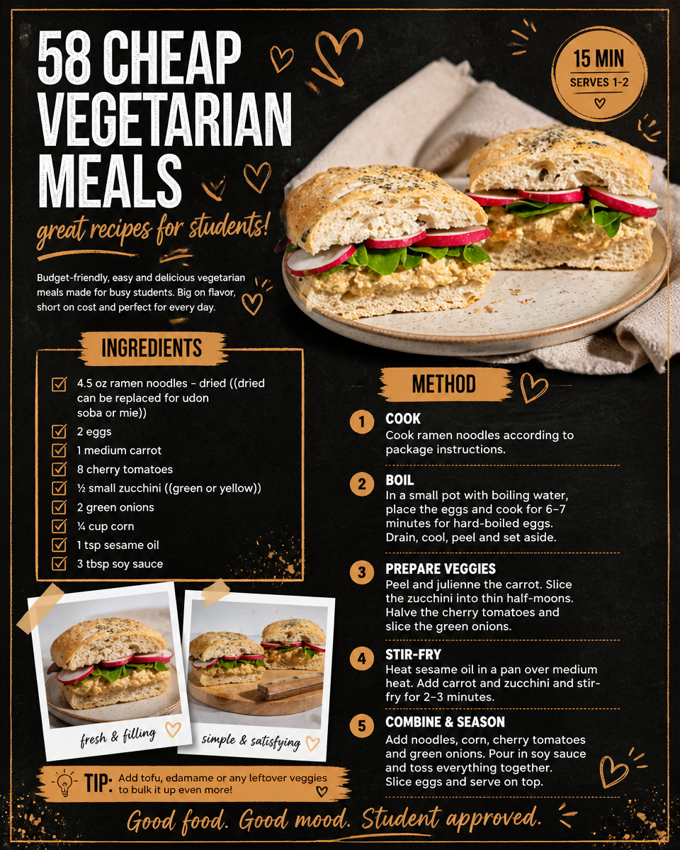 58 Cheap Vegetarian Meals (great recipes for students!)
