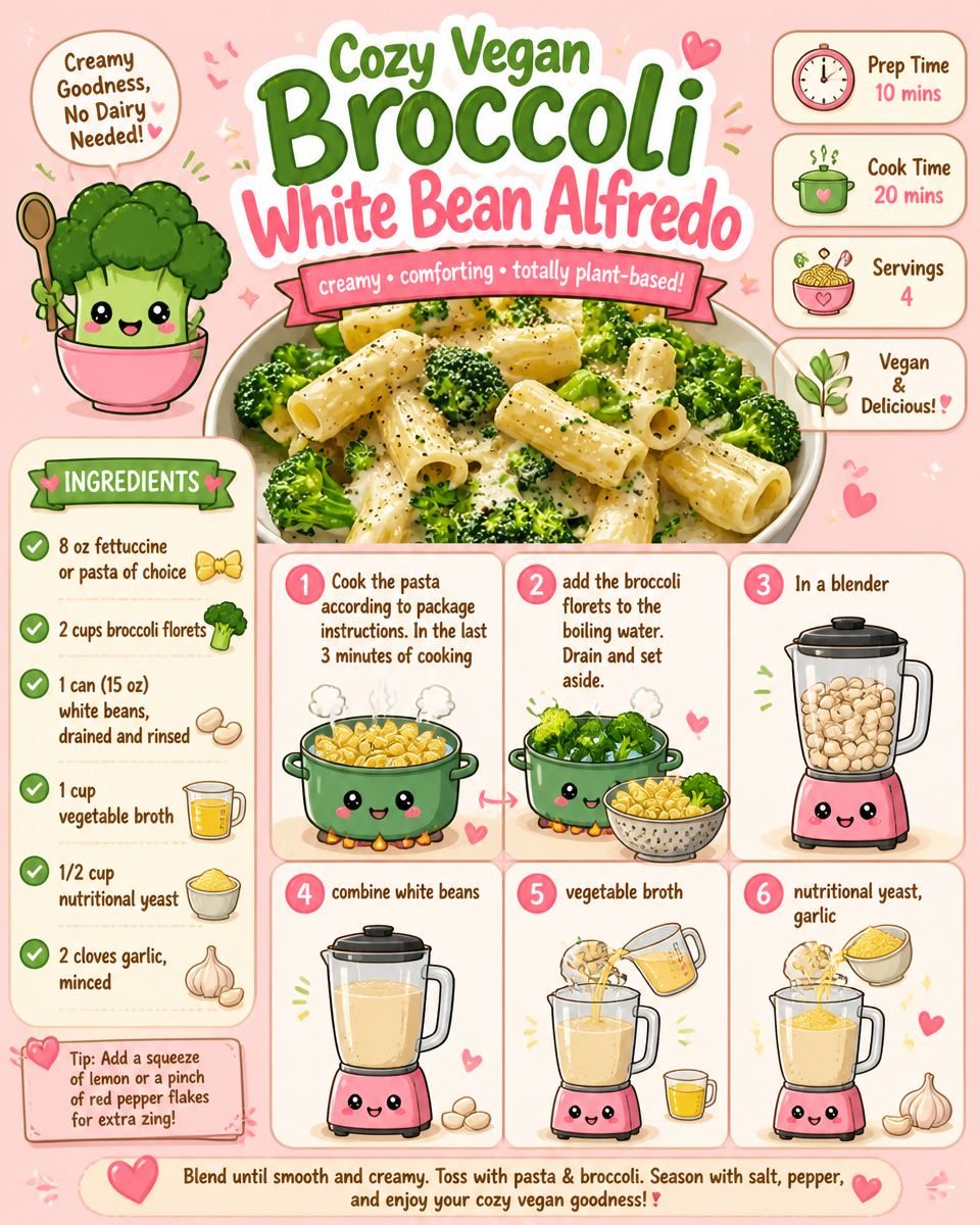 Cozy Vegan Broccoli White Bean Alfredo