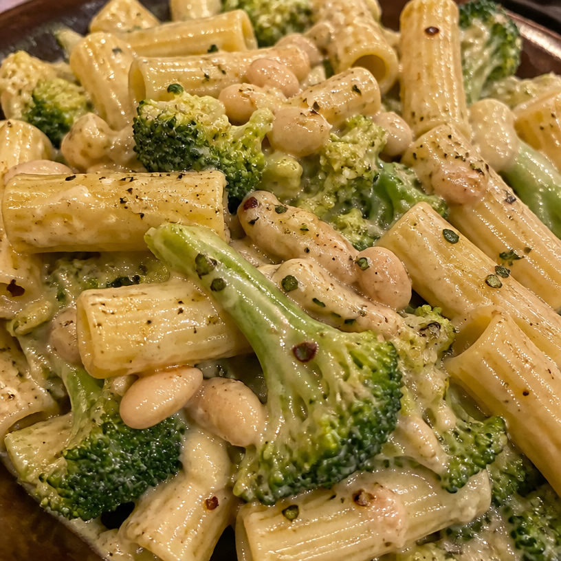 Cozy Vegan Broccoli White Bean Alfredo