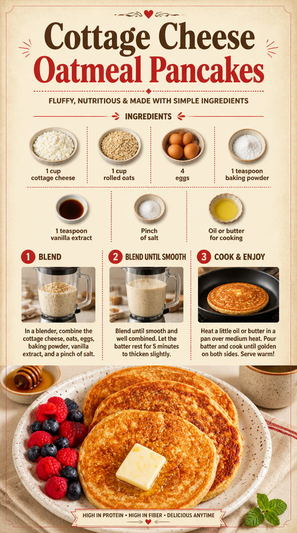 Cottage Cheese Oatmeal Pancakes
