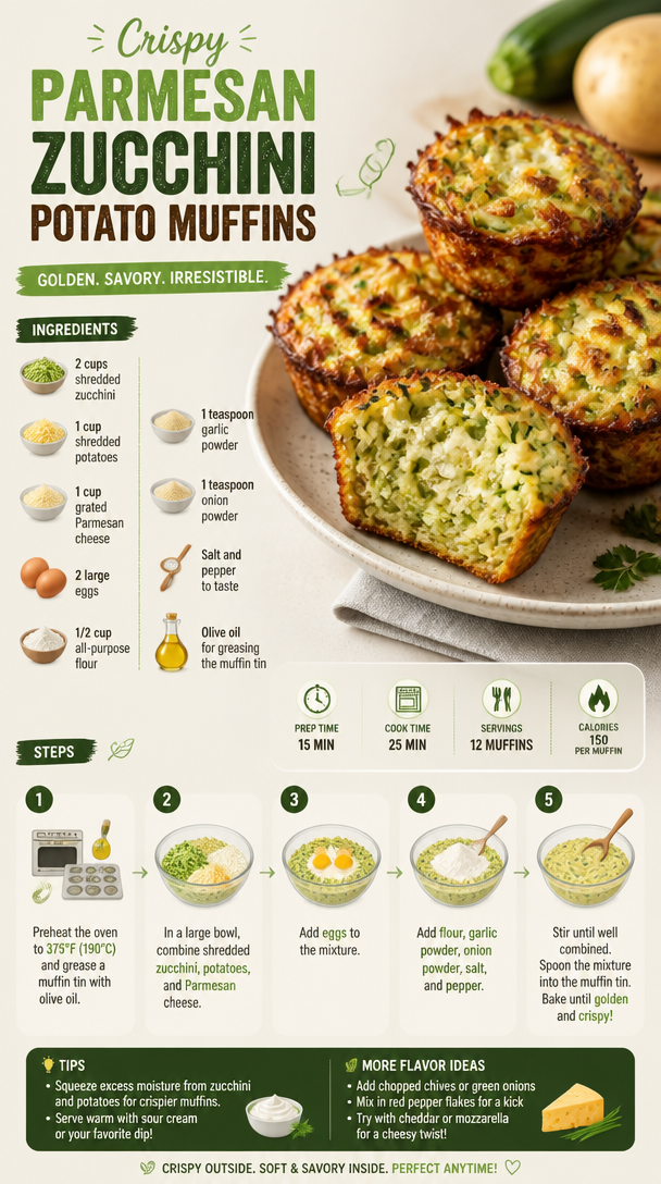Crispy Parmesan Zucchini Potato Muffins