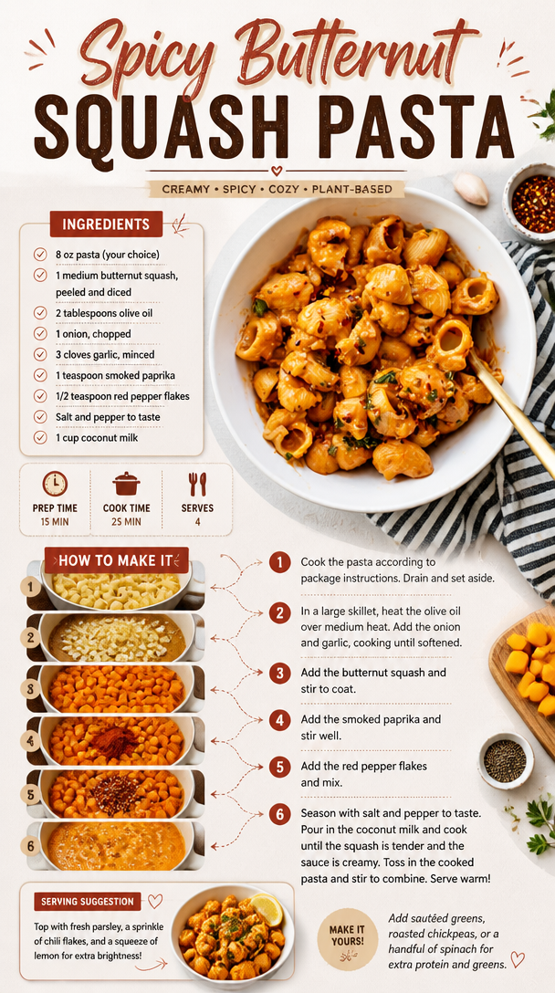 Spicy Butternut Squash Pasta