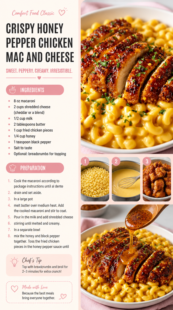 Crispy Honey Pepper Chicken Mac and Cheese