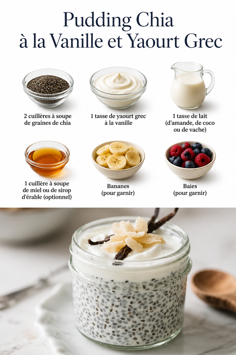 Pudding Chia à la Vanille et Yaourt Grec