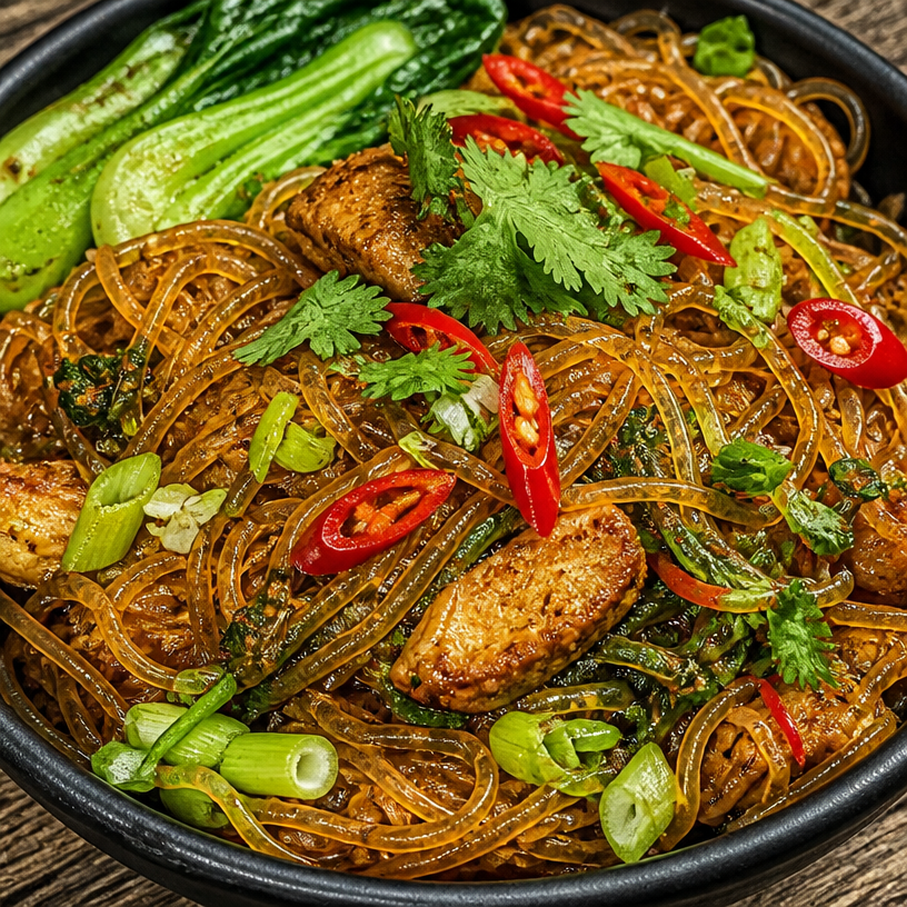 Healthy Thai Glass Noodle Stir Fry