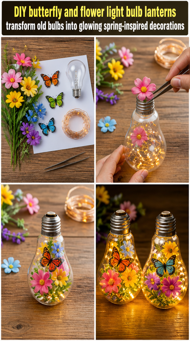 DIY butterfly and flower light bulb lanterns transform old bulbs into glowing spring-inspired decorations 8 DIY butterfly and flower light bulb lanterns transform old bulbs into glowing spring-inspired decorations