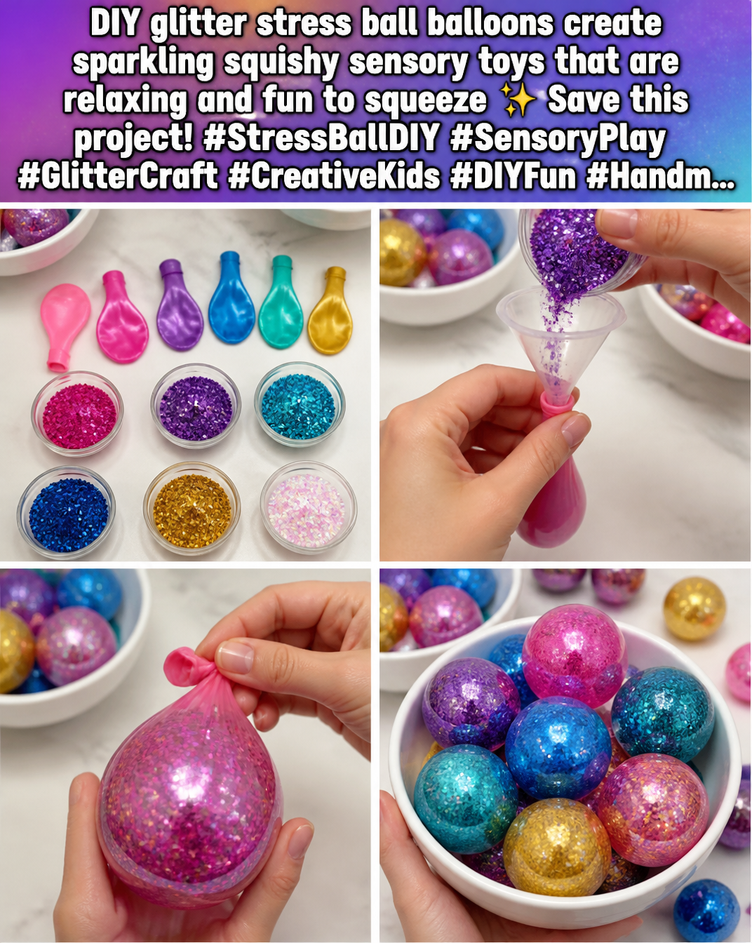 DIY glitter stress ball balloons create sparkling squishy sensory toys that are relaxing and fun to squeeze ✨ Save this project! #StressBallDIY #SensoryPlay #GlitterCraft #CreativeKids #DIYFun #Handm... 8 DIY glitter stress ball balloons create sparkling squishy sensory toys that are relaxing and fun to squeeze ✨ Save this project! #StressBallDIY #SensoryPlay #GlitterCraft #CreativeKids #DIYFun #Handm...