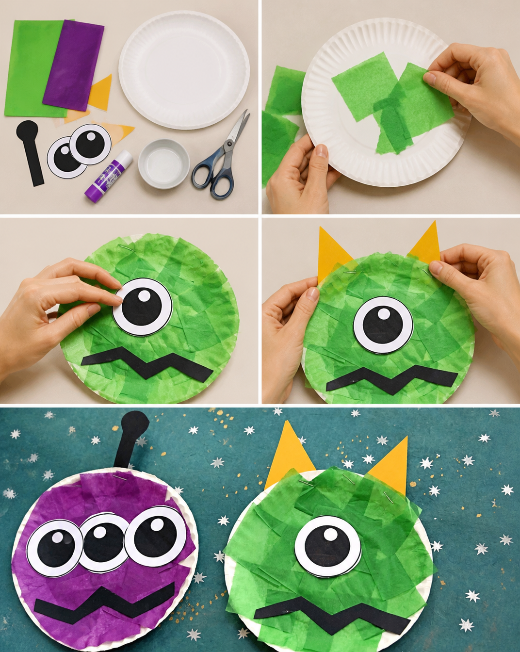 Paper Plate Monster Craft Idea For Halloween