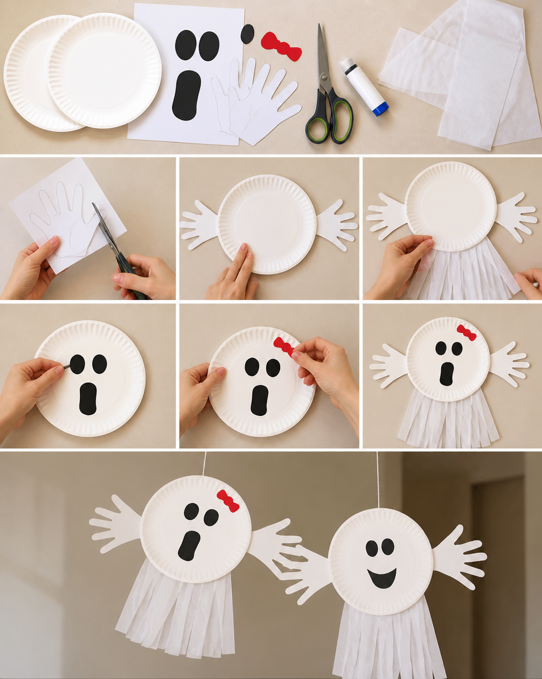 How to Make a Paper Plate Ghost | Ghost Handprint Craft