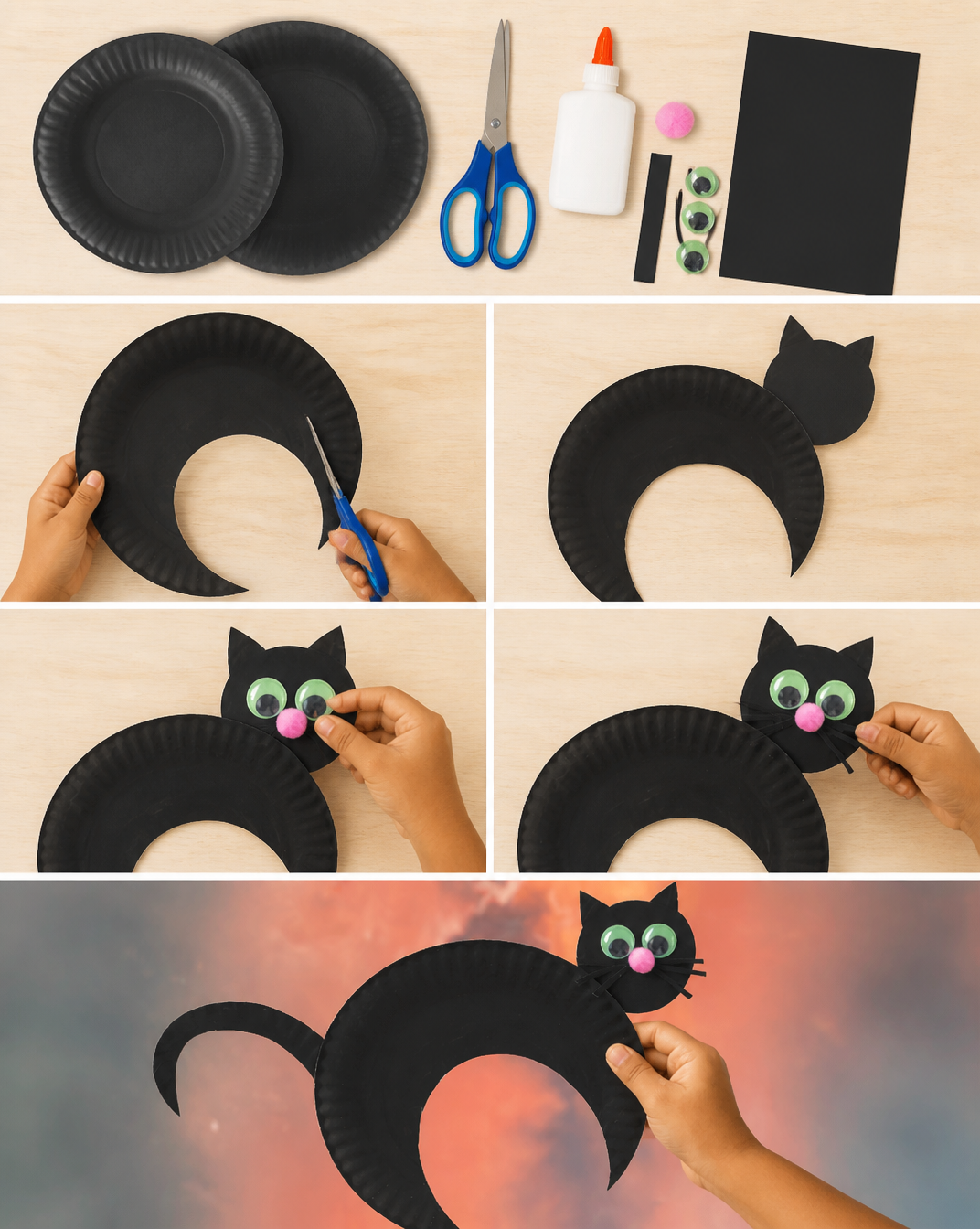 Paper Plate Black Cat - Crafts by Amanda - Paper Plate Crafts for Kids