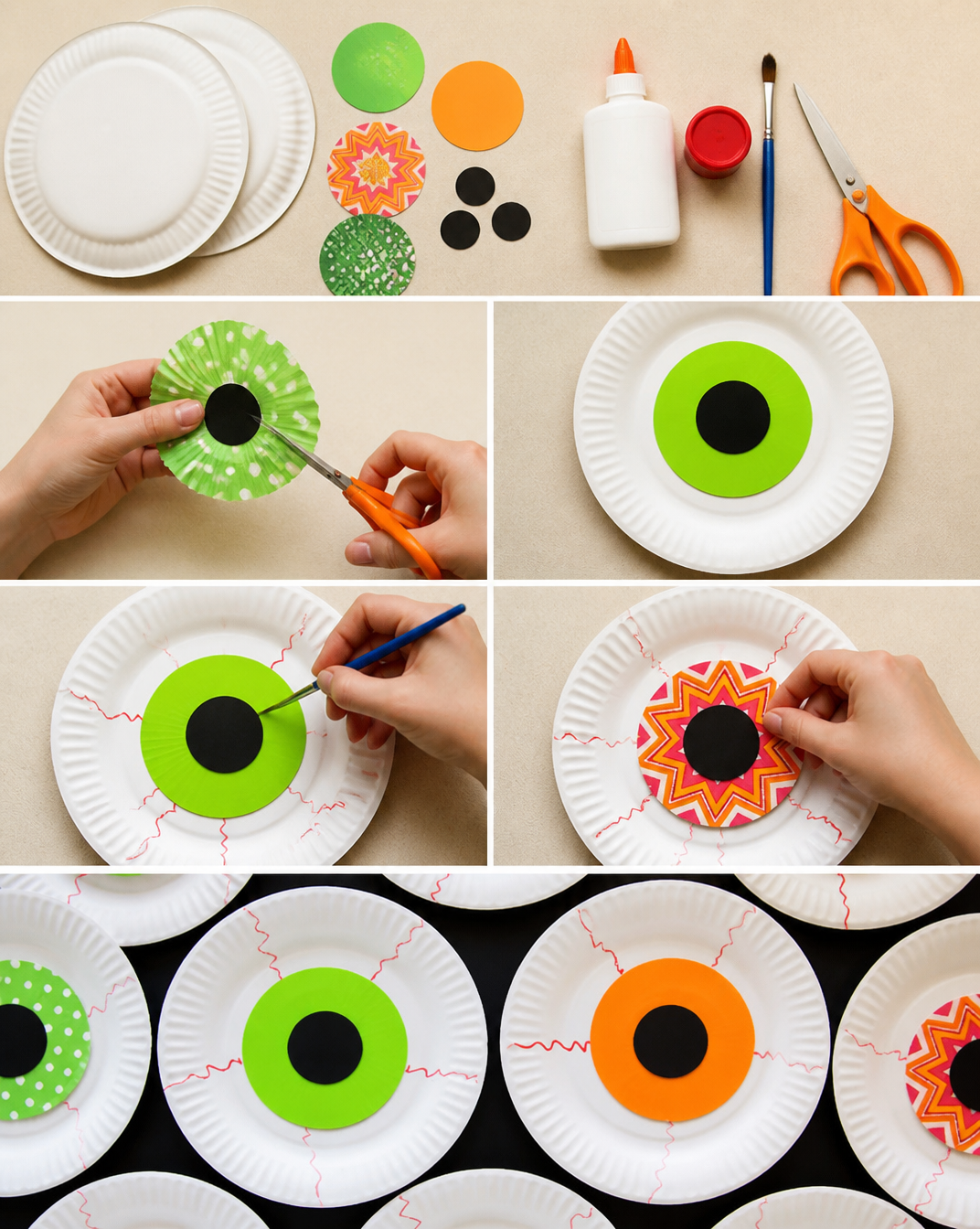 The Tiny Funnel: Halloween Paper Plate and Cupcake Wrapper Eye Balls