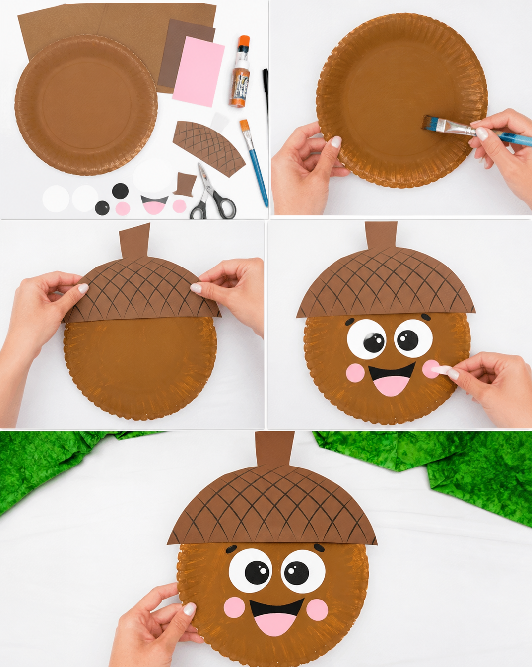 Paper Plate Acorn Craft (Free PDF Template)