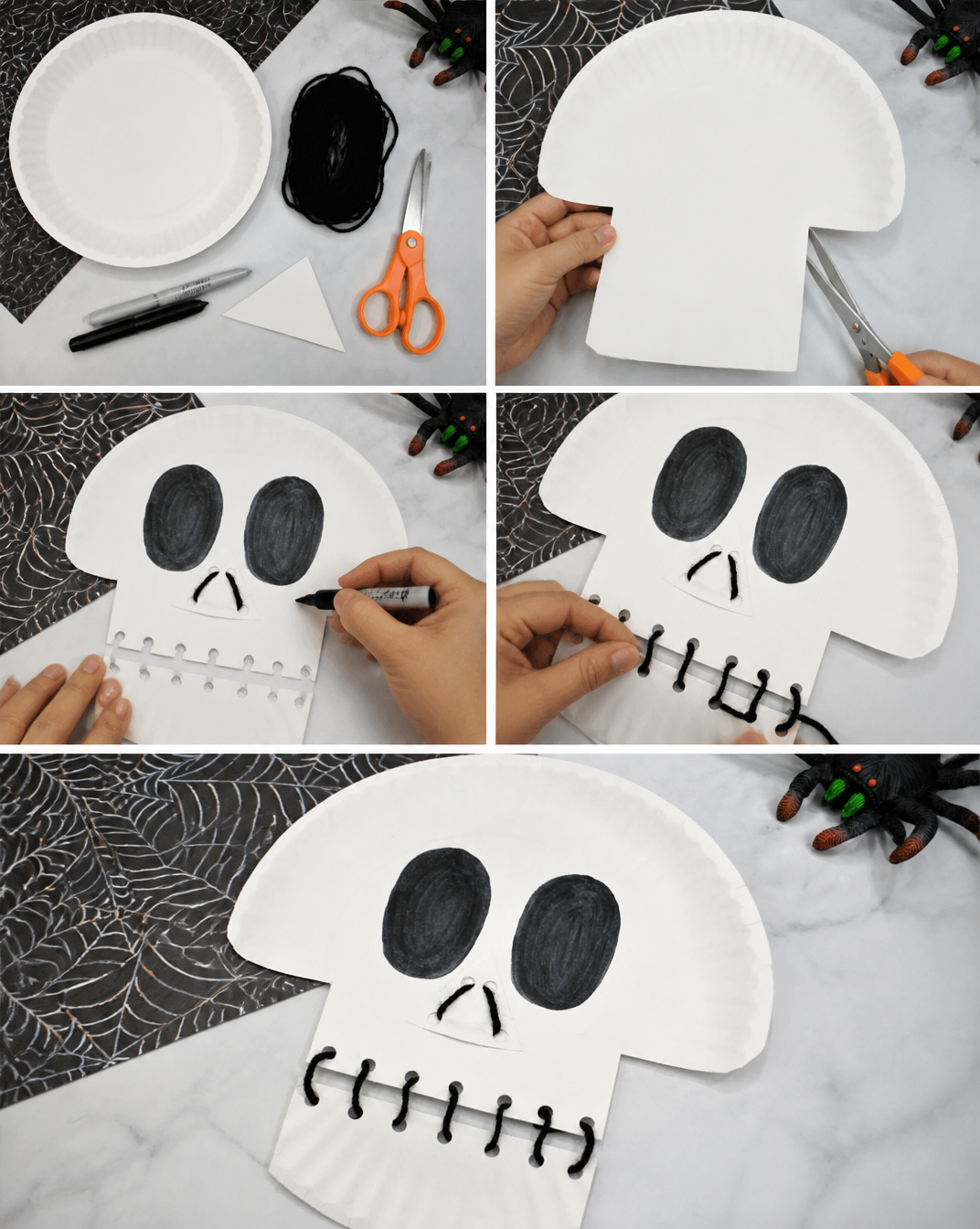 Skeleton Paper Plate Lacing Craft