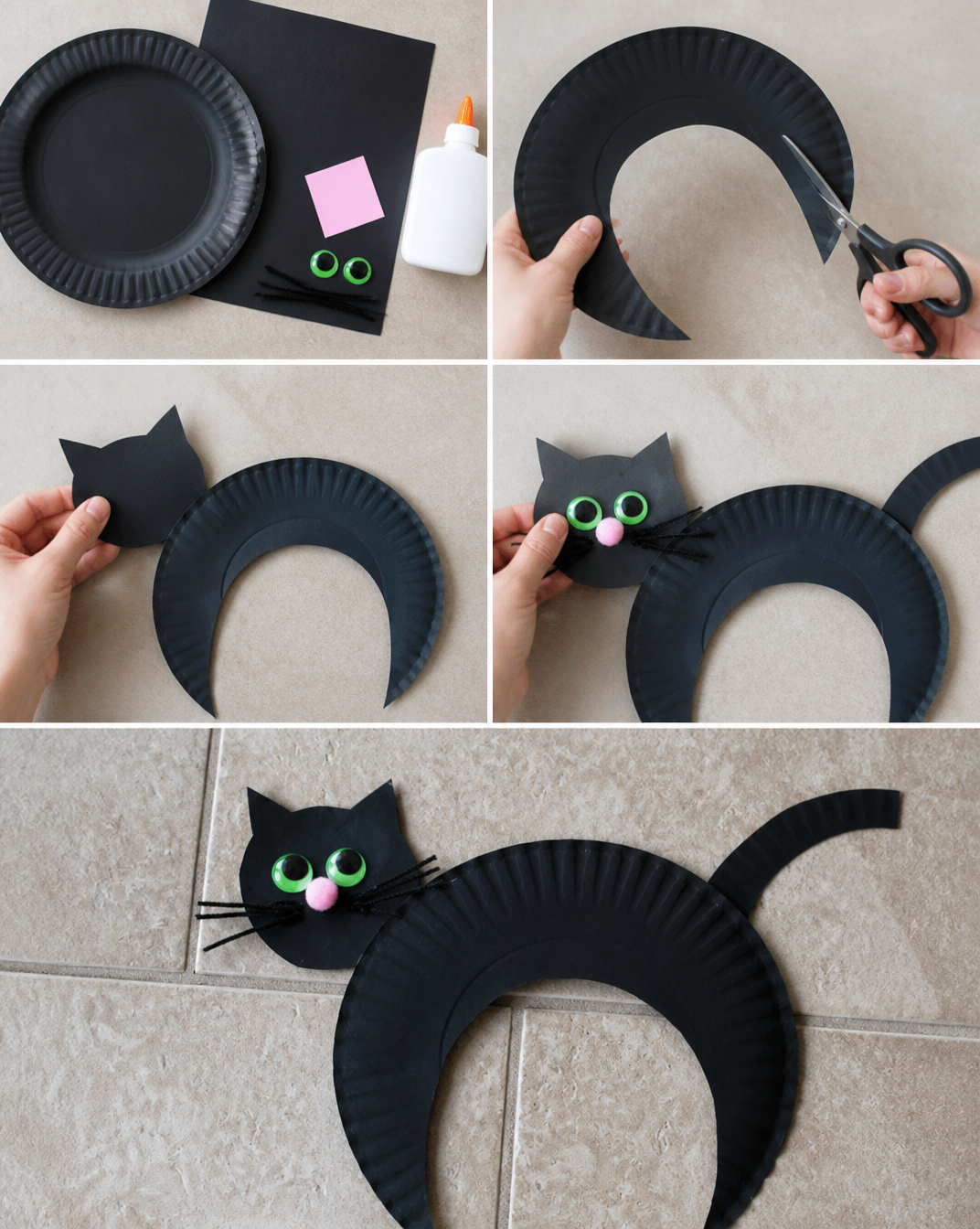 Paper Plate Black Cat - Crafts by Amanda - Paper Plate Crafts for Kids