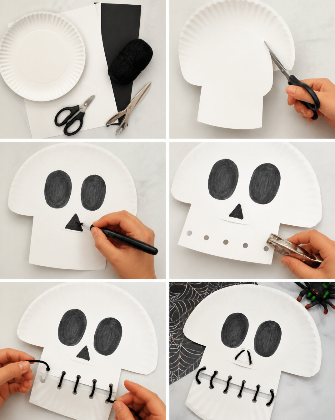 Skeleton Paper Plate Lacing Craft