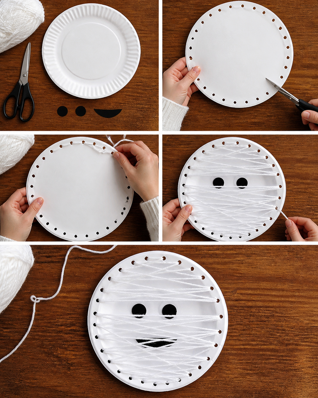 Mummy Paper Plate Lacing Craft - Our Kid Things