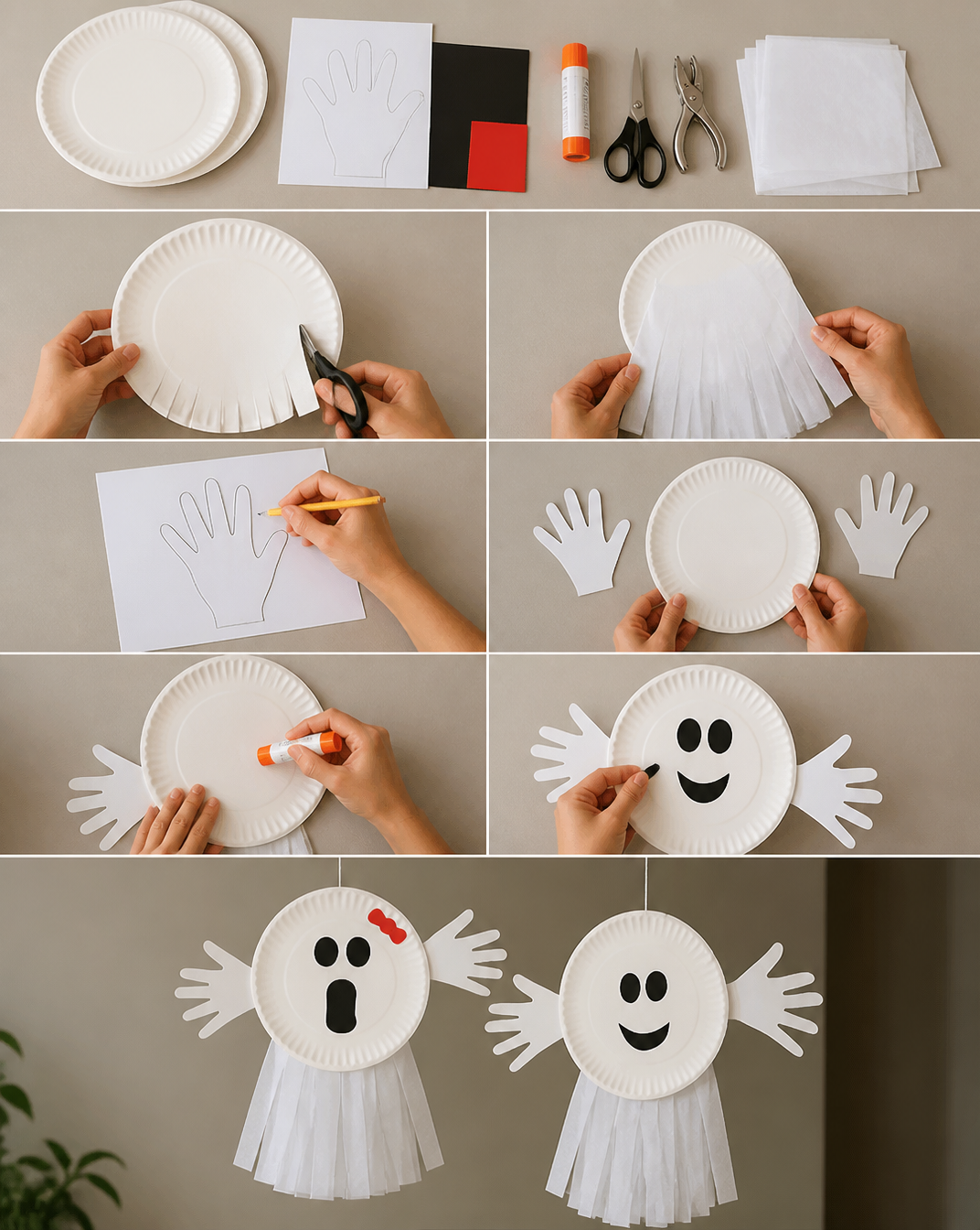 How to Make a Paper Plate Ghost | Ghost Handprint Craft