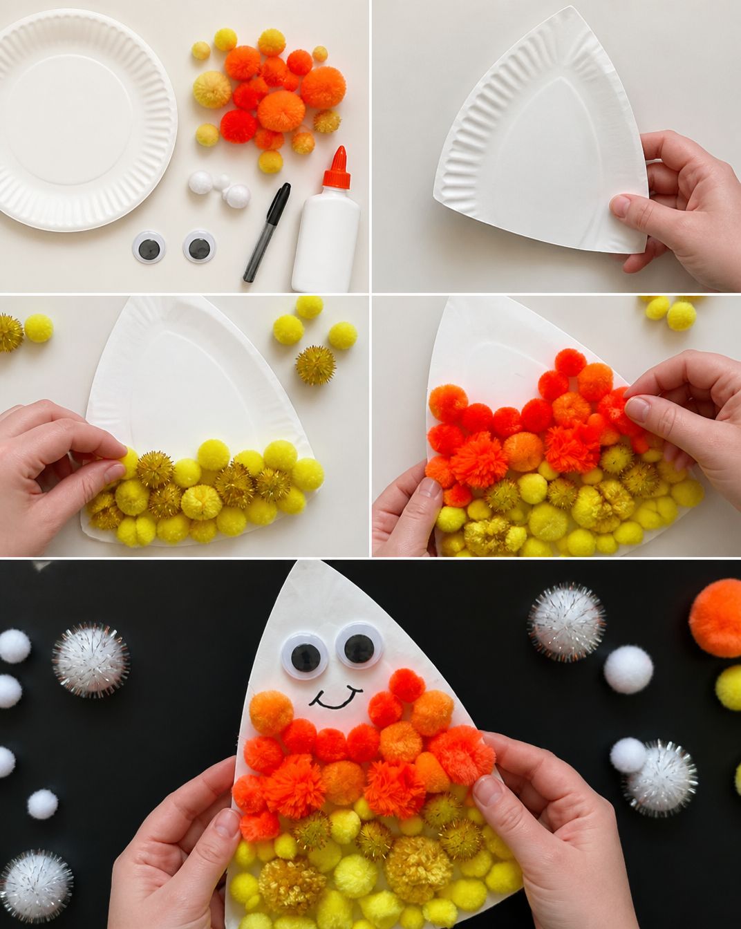 Paper Plate Candy Corn Craft - This Tiny Blue House