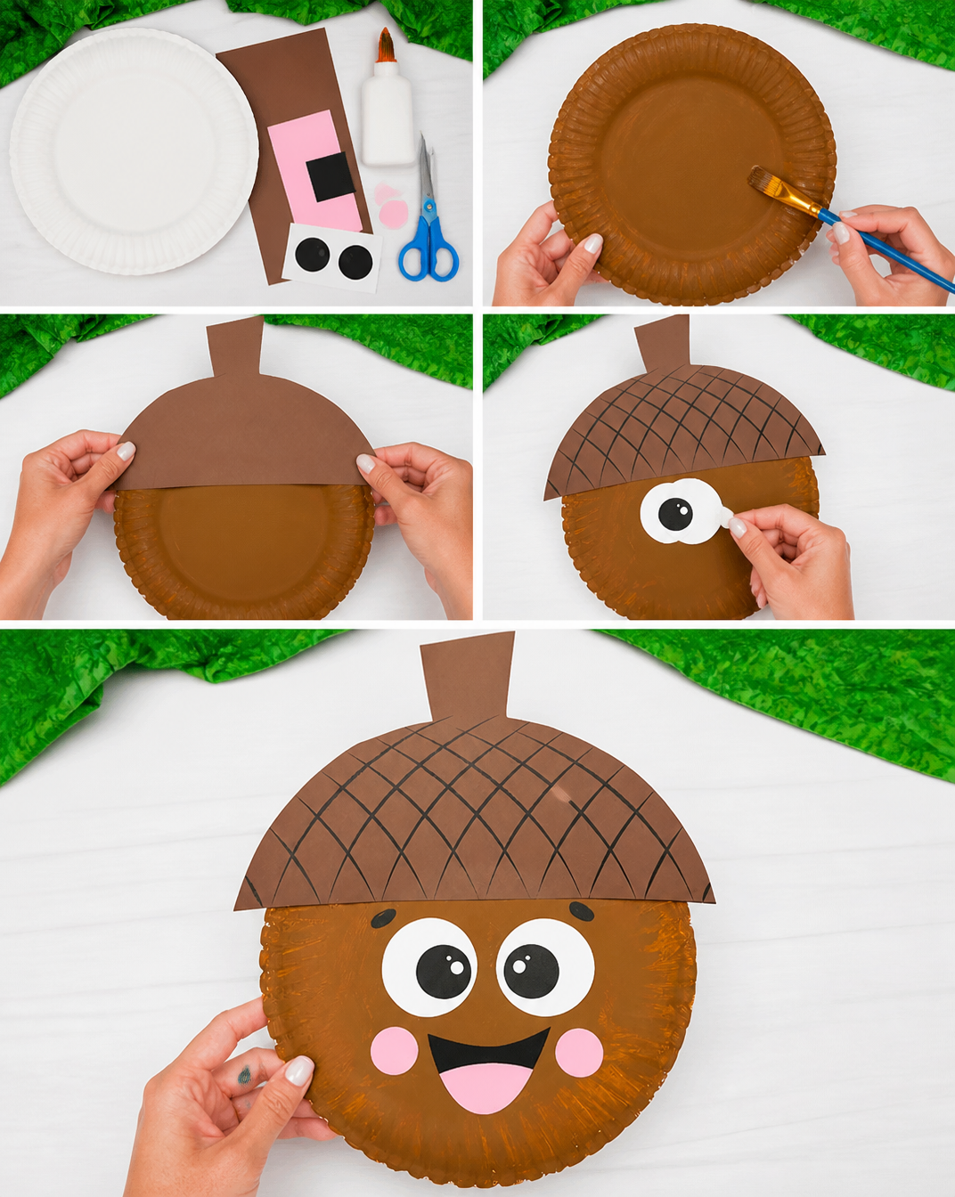 Paper Plate Acorn Craft (Free PDF Template)