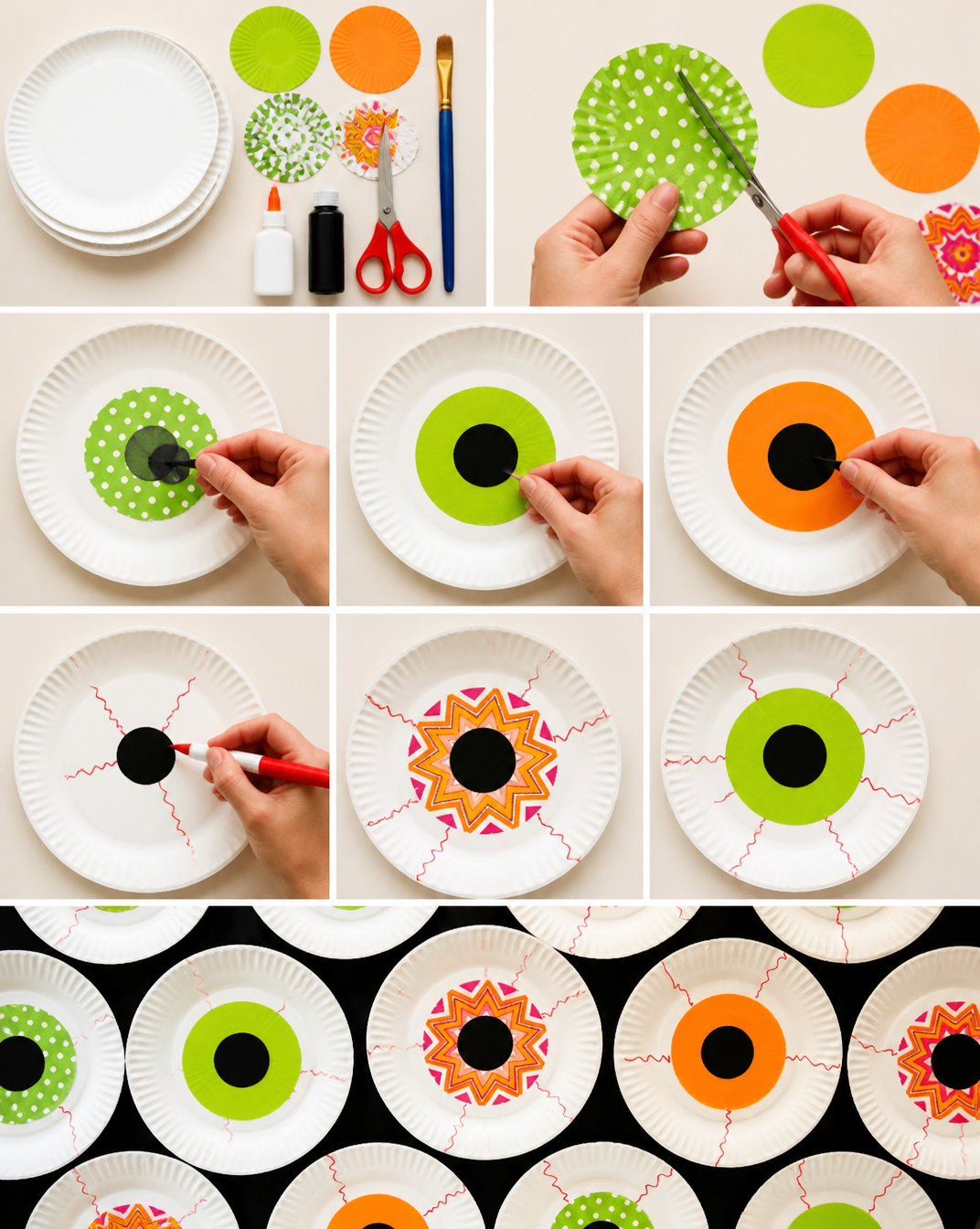 The Tiny Funnel: Halloween Paper Plate and Cupcake Wrapper Eye Balls