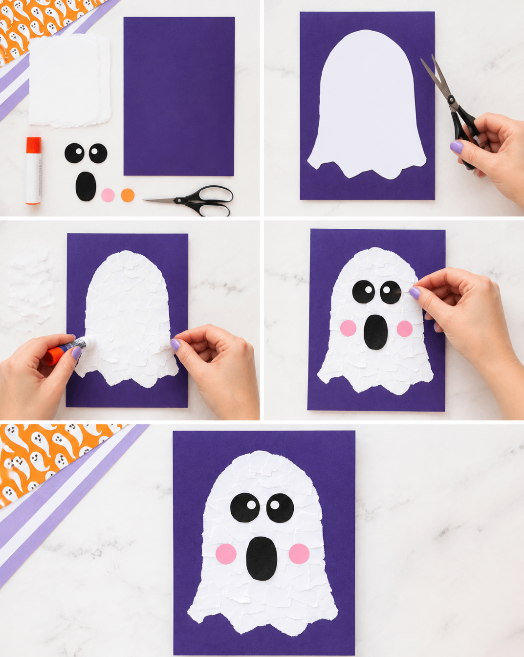 Easy Torn Paper Ghost Craft for Kids - Made To Be A Momma