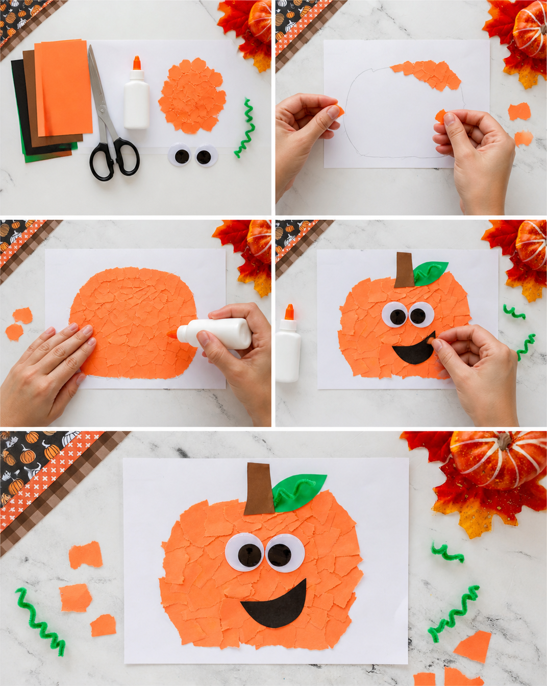 Torn Paper Pumpkin - Made To Be A Momma