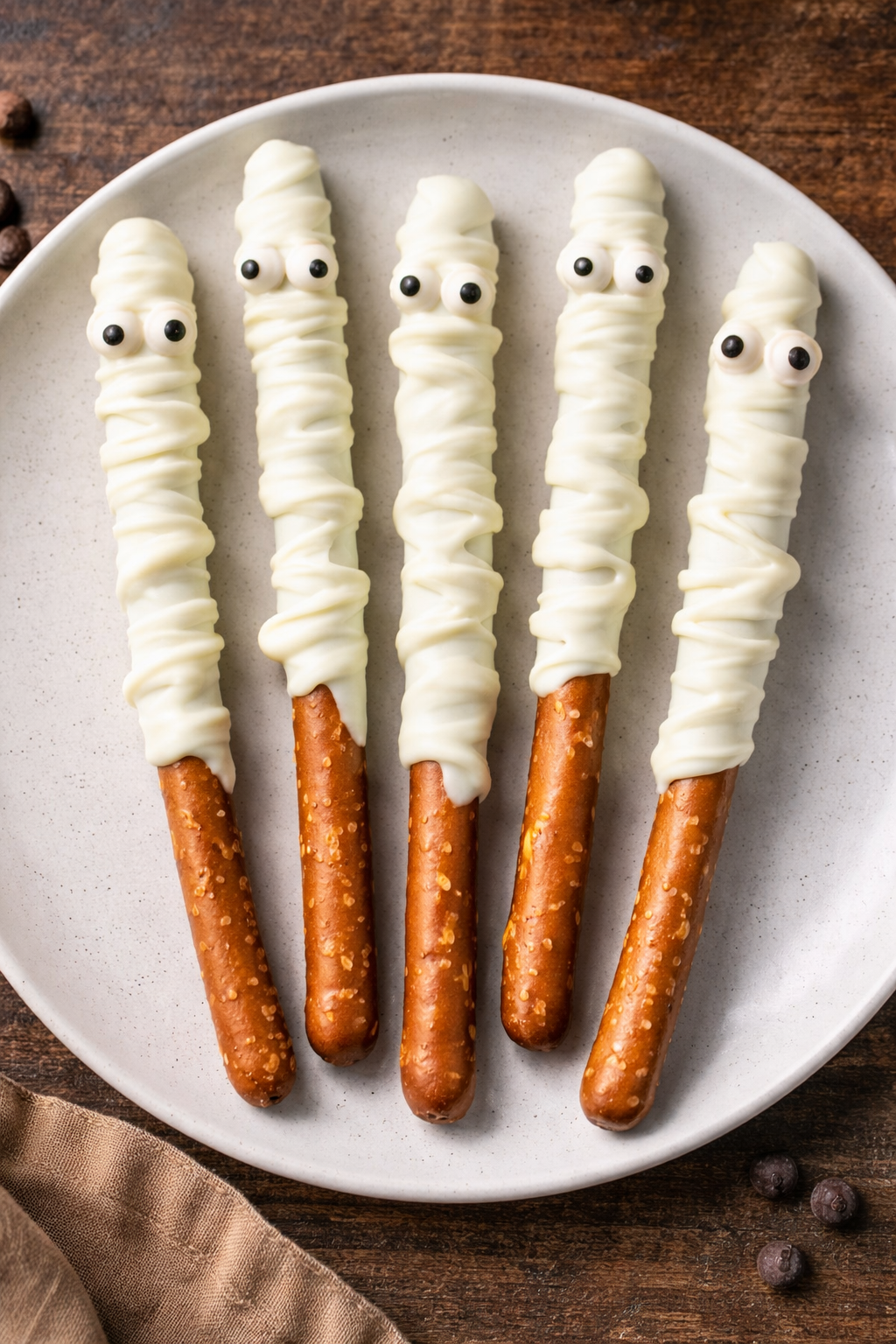 Mummy Chocolate Covered Pretzels