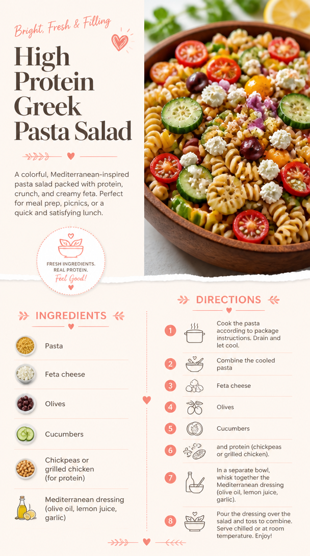High Protein Greek Pasta Salad