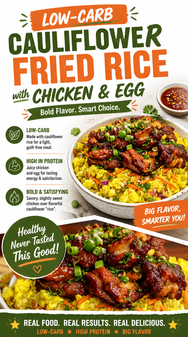 Low-Carb Cauliflower Fried Rice with Chicken and Egg