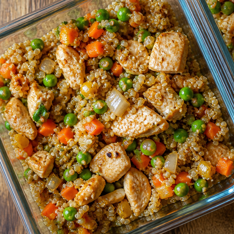 Meal Prep Chicken Quinoa Fried 'Rice' Bowls