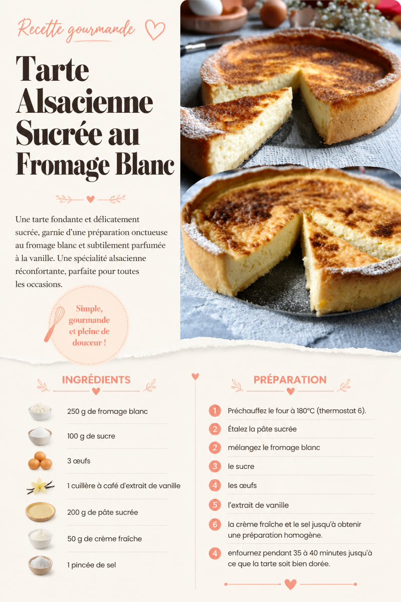Tarte Alsacienne Sucrée au Fromage Blanc