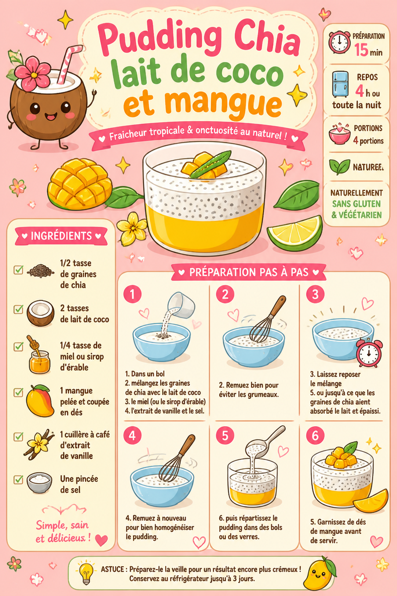 Pudding Chia lait de coco et mangue