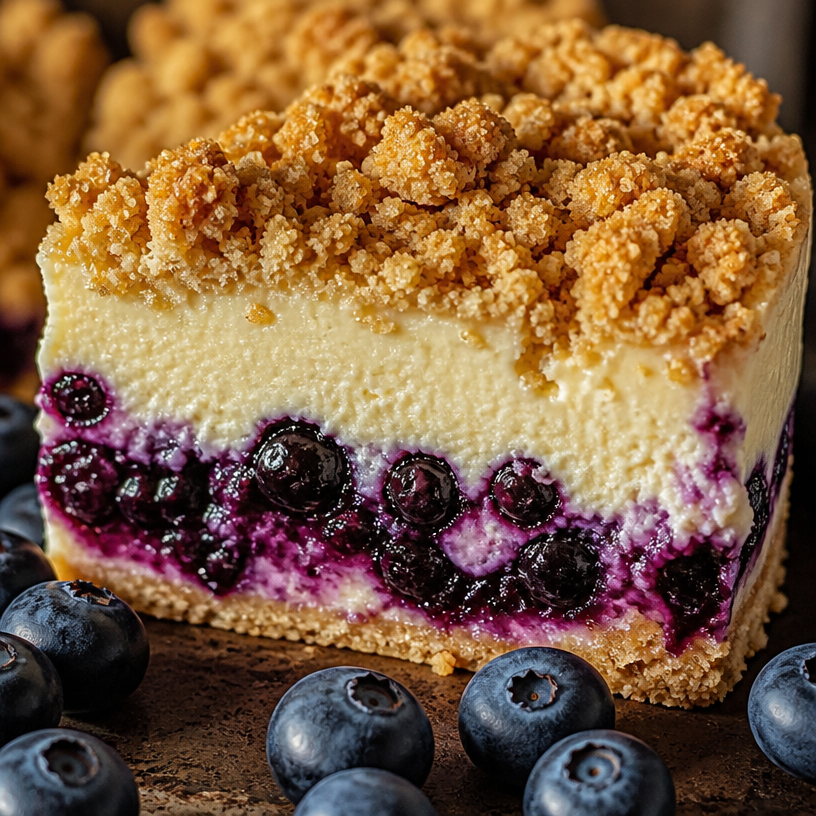 Cheesecake crumble aux myrtilles