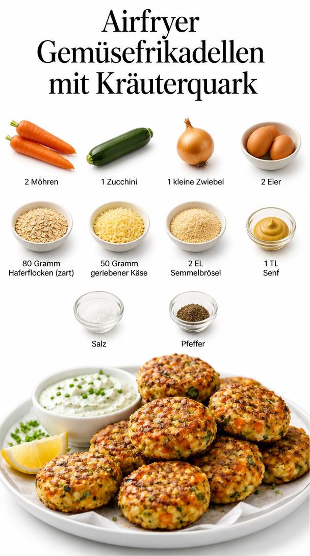 Airfryer Gemüsefrikadellen mit Kräuterquark