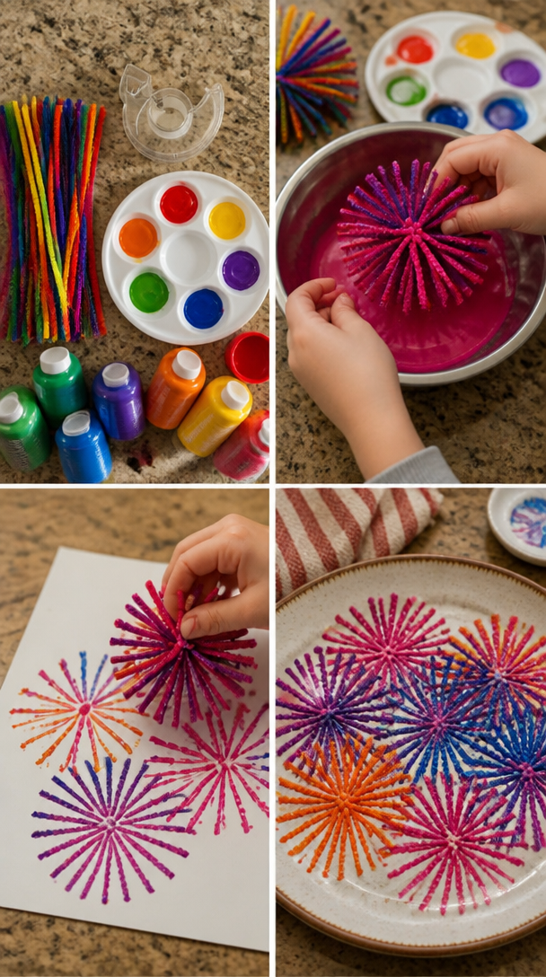 Pipe Cleaner Firework Stamps 6 Pipe Cleaner Firework Stamps