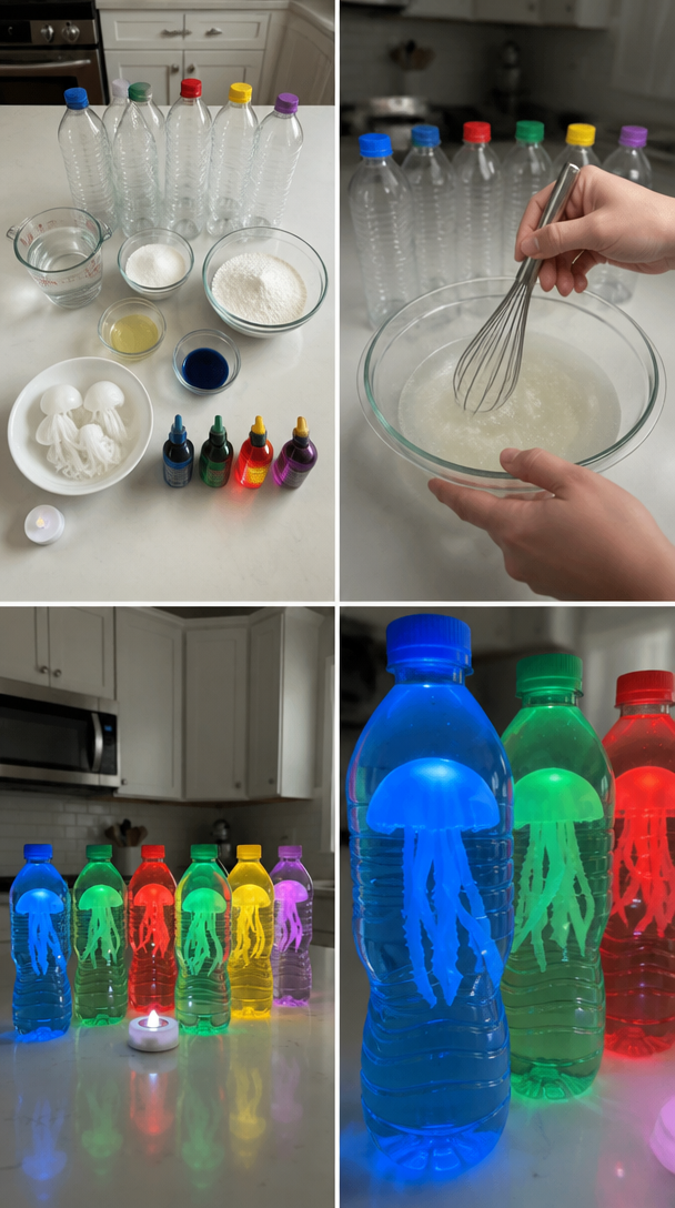 Create a glowing ocean scene inside a bottle with a jellyfish design that looks magical when the lights are dim. A fun project to try this weekend. 6 Create a glowing ocean scene inside a bottle with a jellyfish design that looks magical when the lights are dim. A fun project to try this weekend.