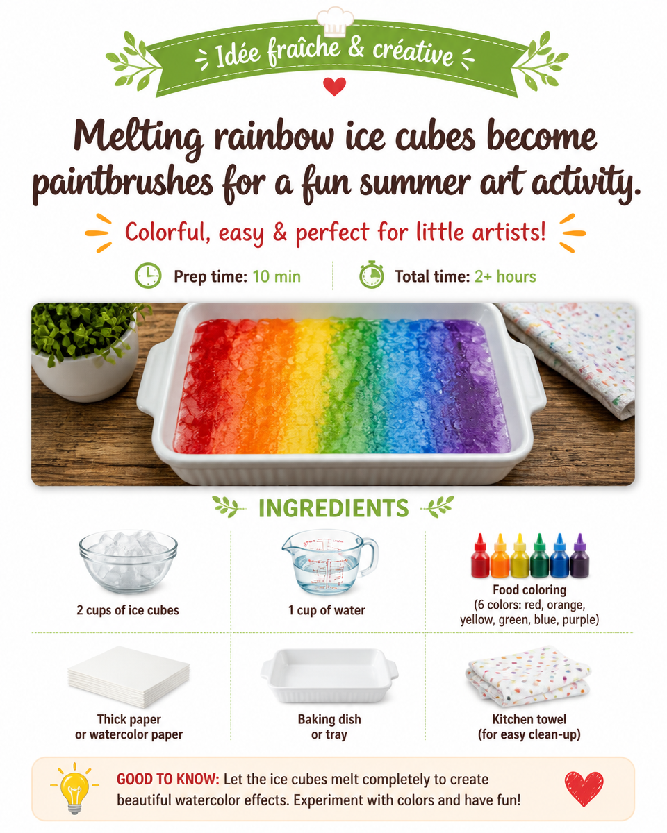 Melting rainbow ice cubes become paintbrushes for a fun summer art activity filled with colorful blends and creative patterns. #IceCubePainting #SummerArt #DIYArt #KidsCrafts 6 Melting rainbow ice cubes become paintbrushes for a fun summer art activity filled with colorful blends and creative patterns. #IceCubePainting #SummerArt #DIYArt #KidsCrafts