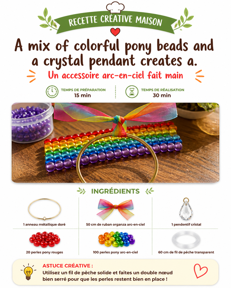 A mix of colorful pony beads and a crystal pendant creates a cheerful rainbow suncatcher that brightens any sunny window. 5 A mix of colorful pony beads and a crystal pendant creates a cheerful rainbow suncatcher that brightens any sunny window.
