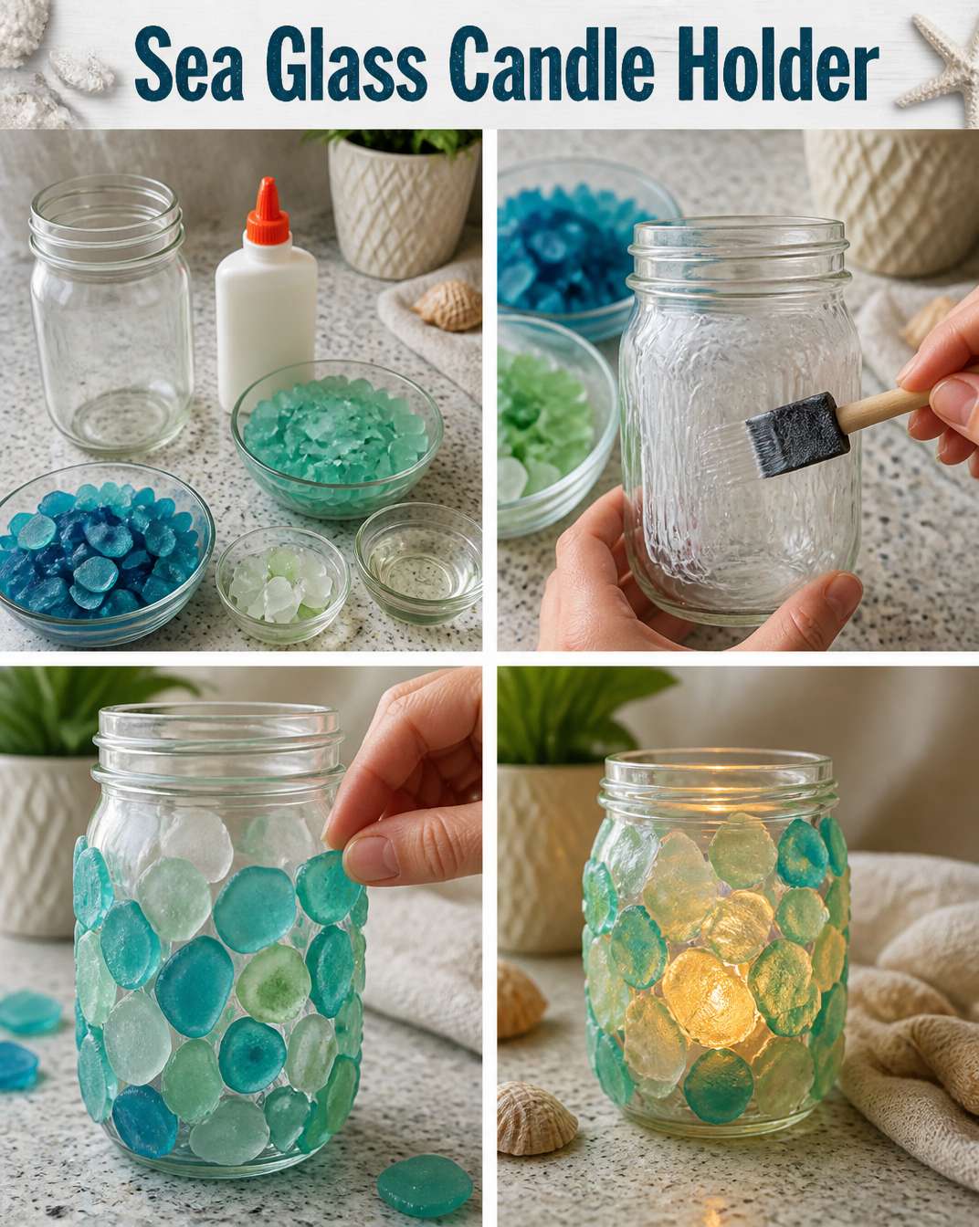 Sea Glass Candle Holder 8 Sea Glass Candle Holder