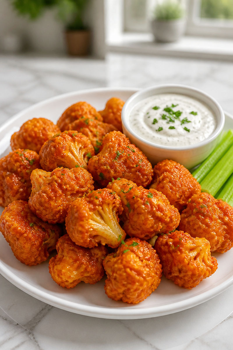 Air Fryer Buffalo Cauliflower Wing Snack