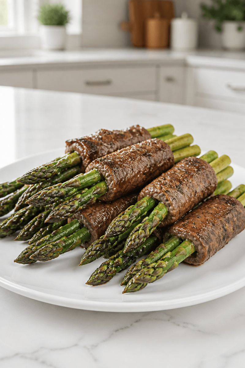 Air Fryer Steak Wrapped Asparagus Bundle