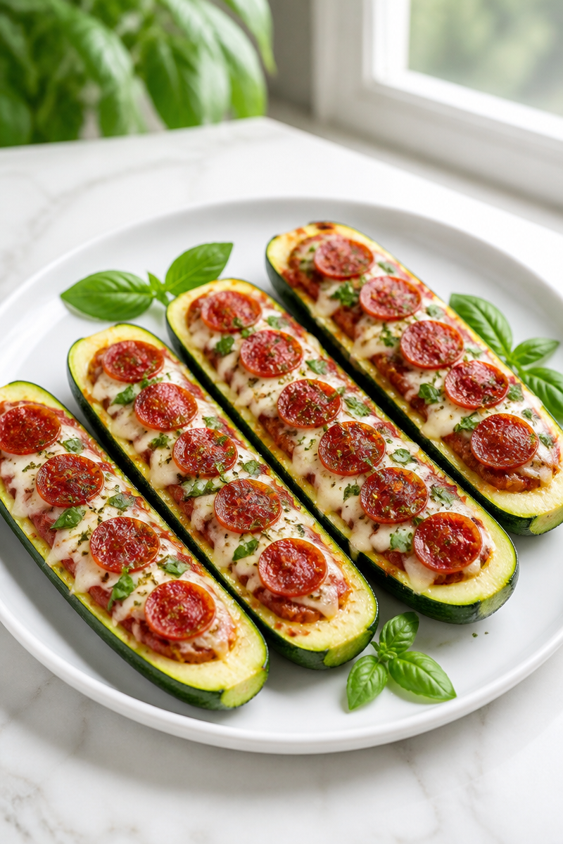 Air Fryer Zucchini Pizza Boat
