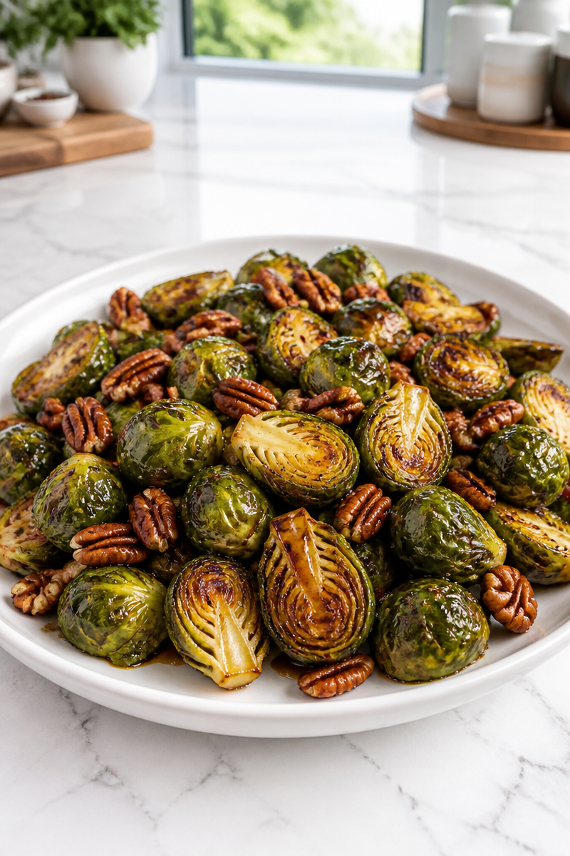 Air Fryer Brussels Sprout Crispy Balsamic
